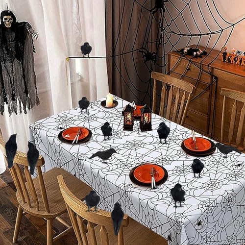 ATDAWN Halloween Birds, Black Feathered Crows, Realistic Looking Halloween Birds Decoration Birds, 6.2" (12)