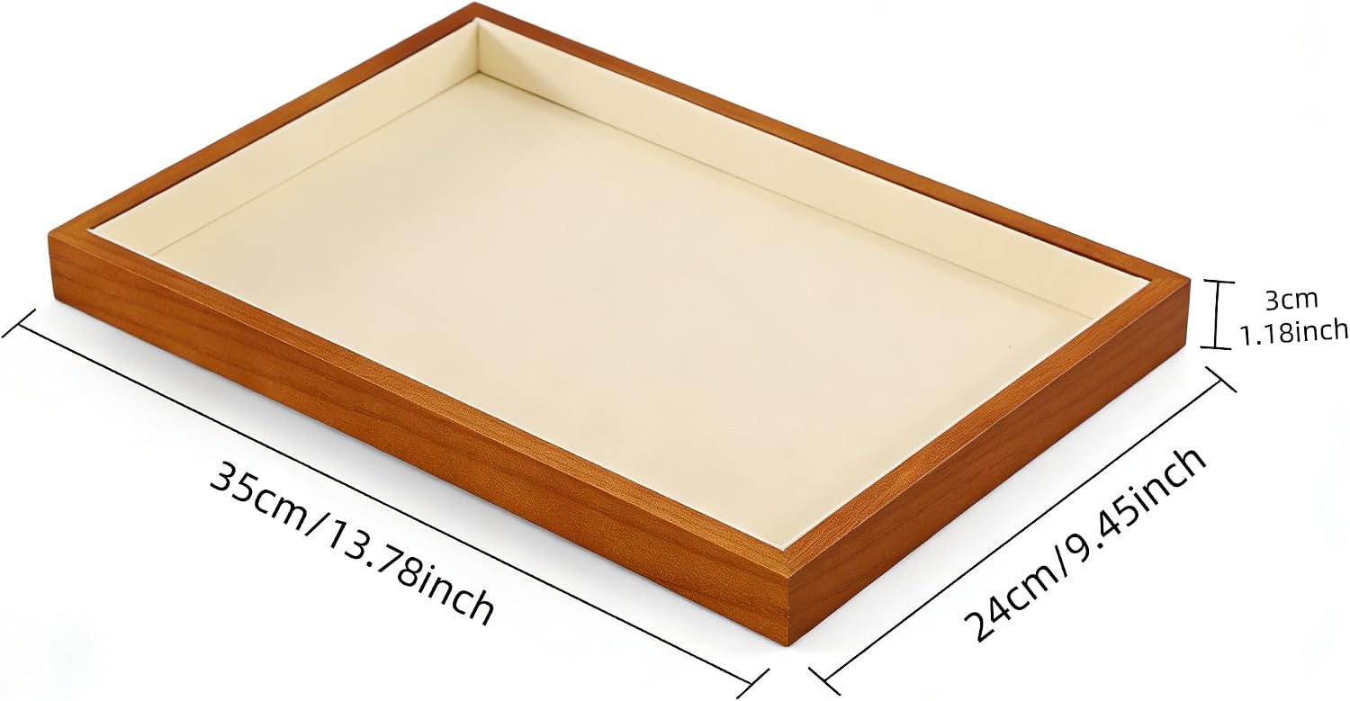 Wood Flat Jewelry Tray Stackable Display Tray / Old Lace / Blank Tray-w 9.45" x H 1.18"x L 13.78