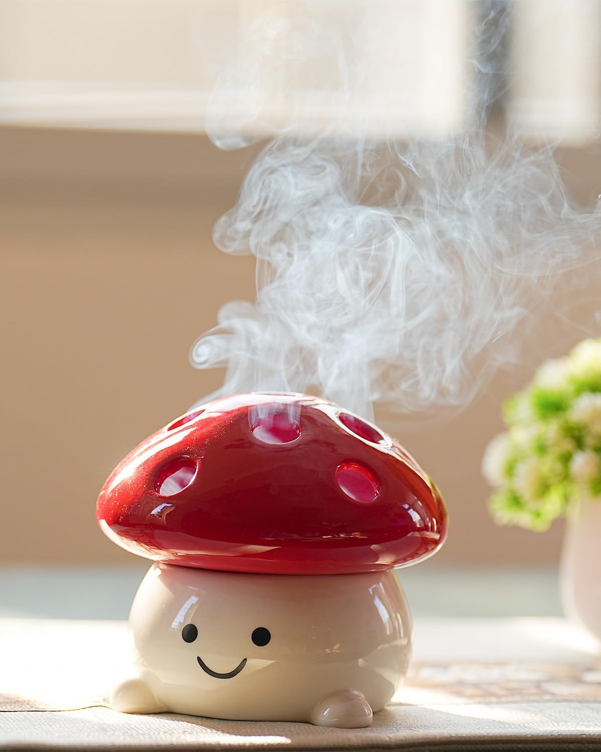 Smily Face Incense Cone Holder Mushroom Incense Cone Burner Unique Gifts for Women Men