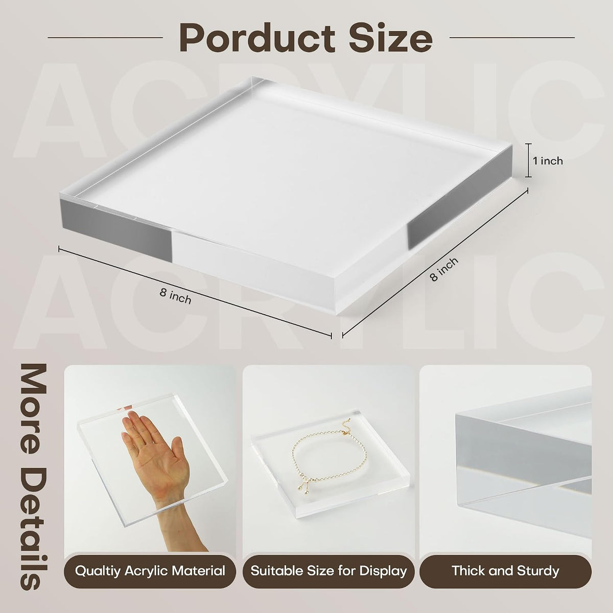 Clear Acrylic Display Block – Solid Polished Plexiglass Riser for Jewelry, Figurines, Retail Showcase & Home Decor –