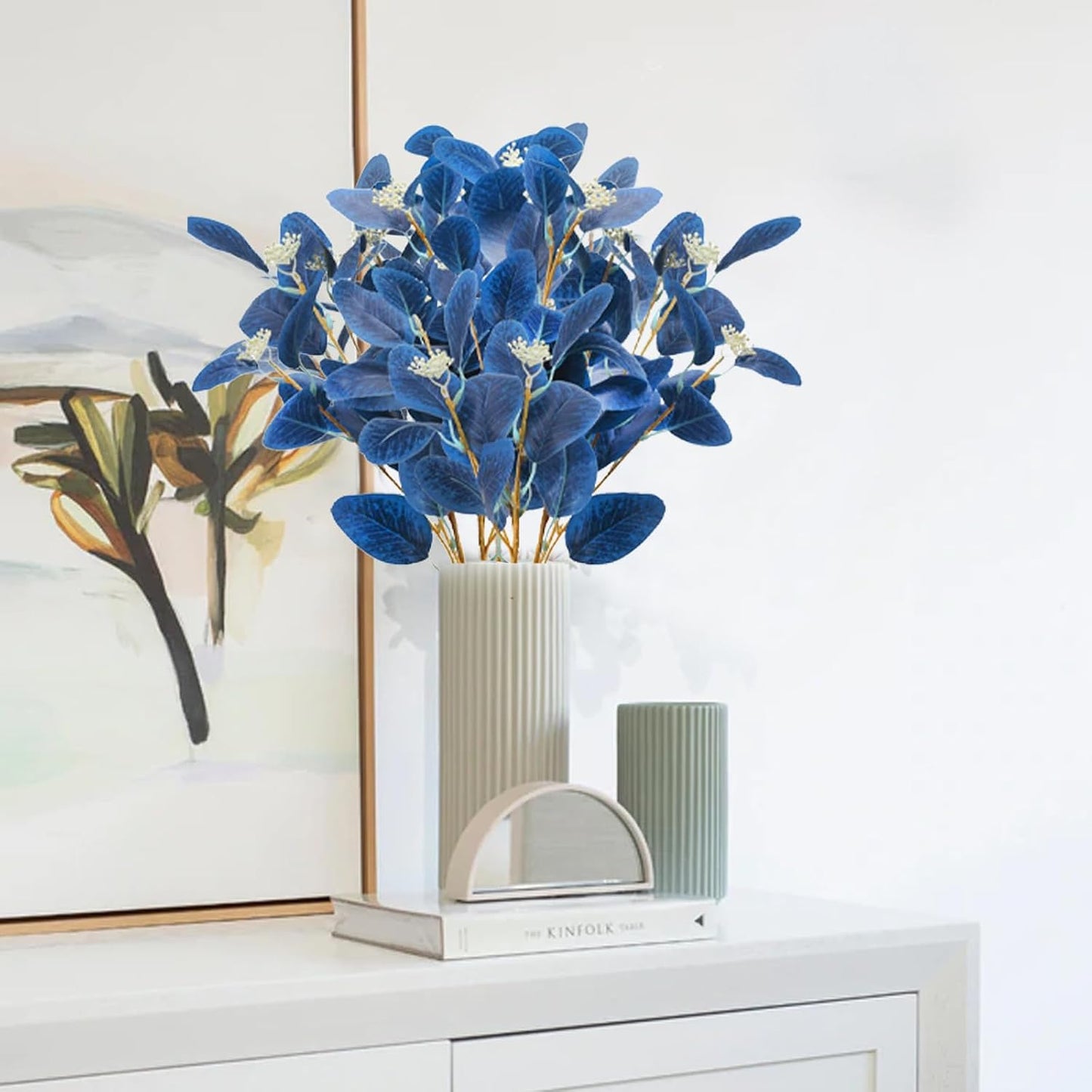 Faux Eucalyptus Stems Artificial Eucalyptus Leaves Spray Greenery Stems Branches / Blue / Set of 6