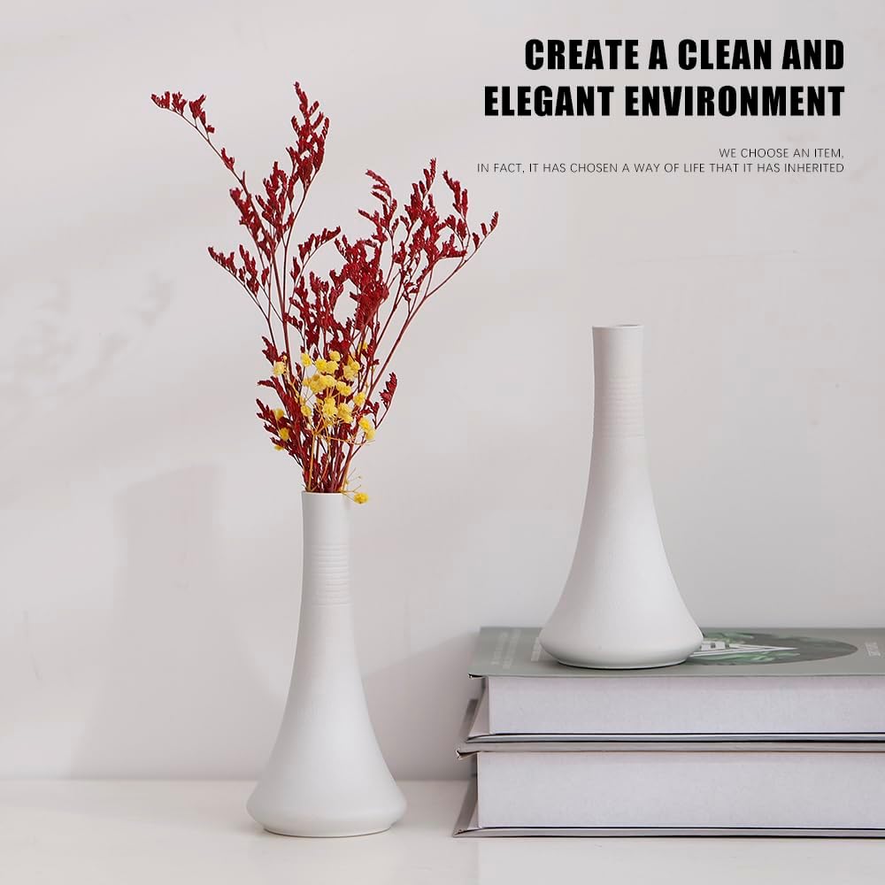 2-Piece Matte Ceramic vase Set / White