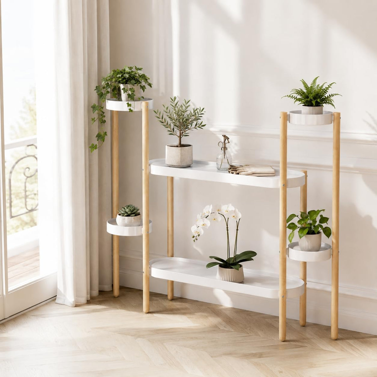APRTAT Bamboo Plant Stand Indoor, 2-Tier Plant Holder for Multiple Plants | Natural Bamboo Holds Multiple Plants Stable