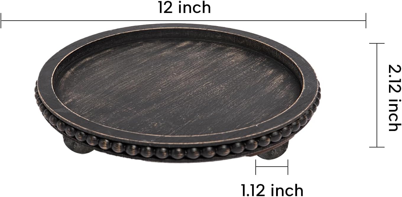 HPC Decor Round Tray / 12inch Round Black / 12 Inch