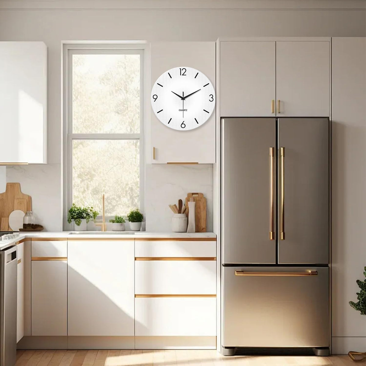 XFM Modern Simple Wall Clock 16 Inch White Minimalist | Silent Non-Ticking Battery Operated Big Size Simple Analog