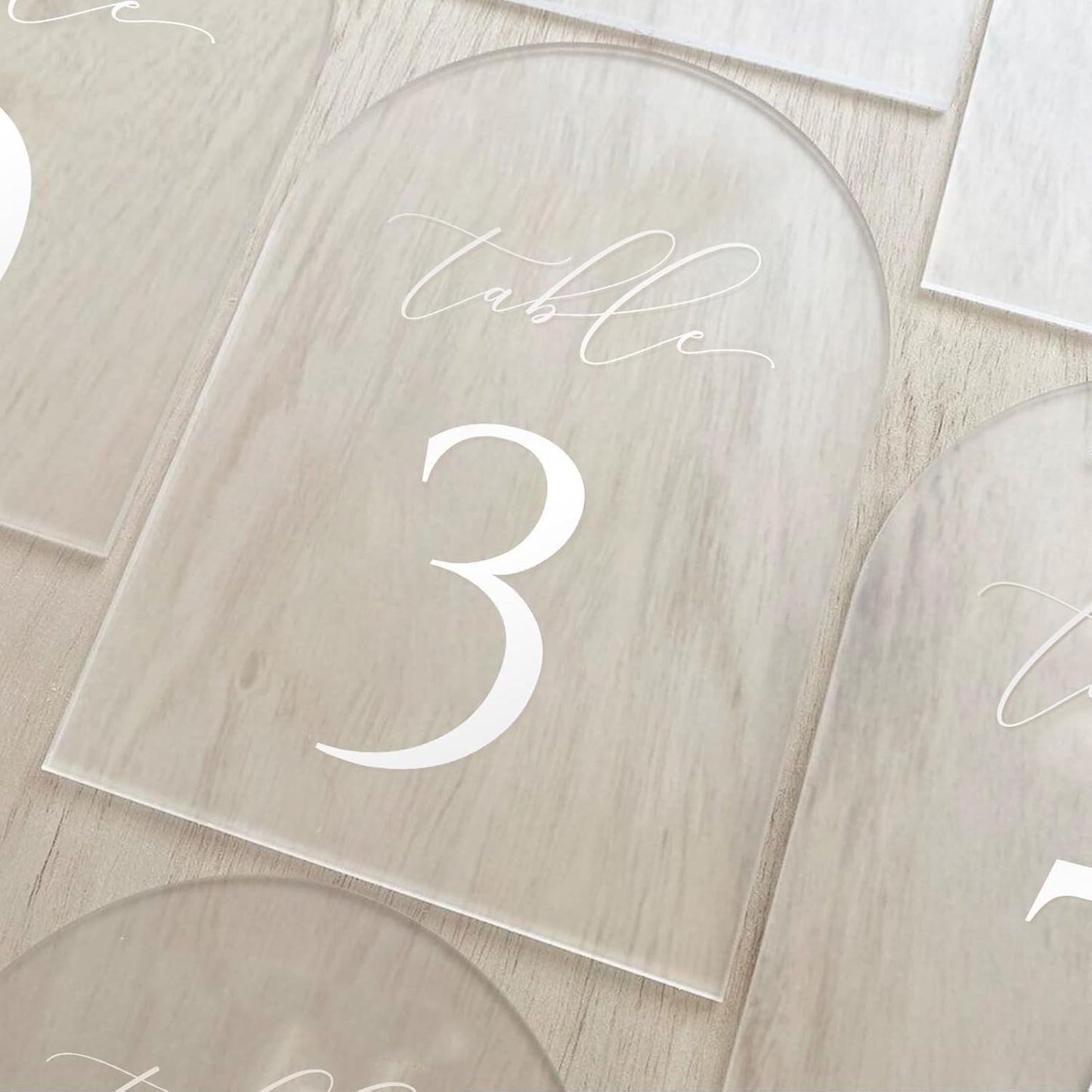 Frosted Arch Table Numbers for Wedding, 5x7 Inch Acrylic Table Numbers 1-30 with Stands, Frosted Acrylic Arch Tabletop