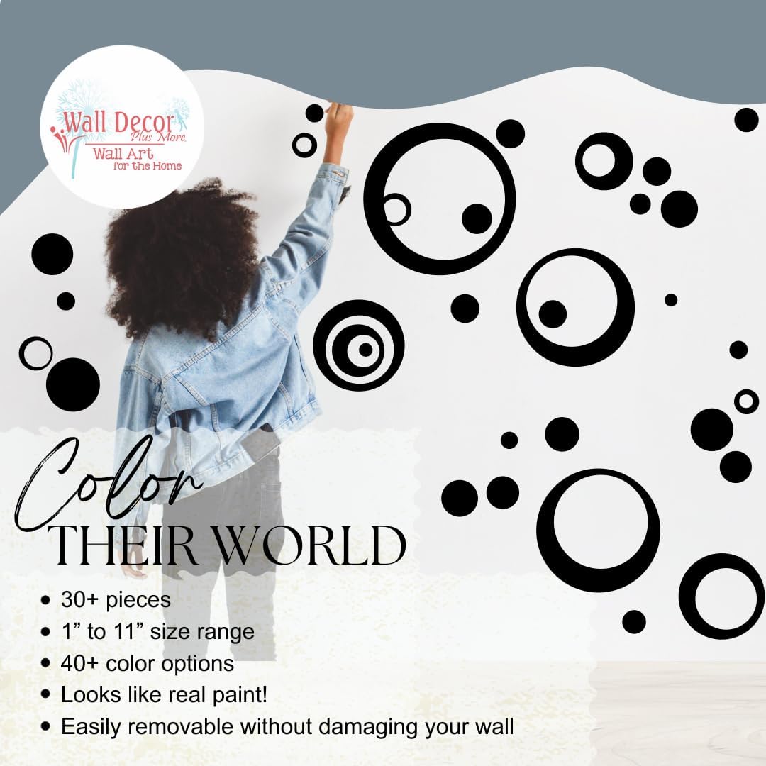Wall Vinyl Sticker Decal Circles / Black / 11 Inch