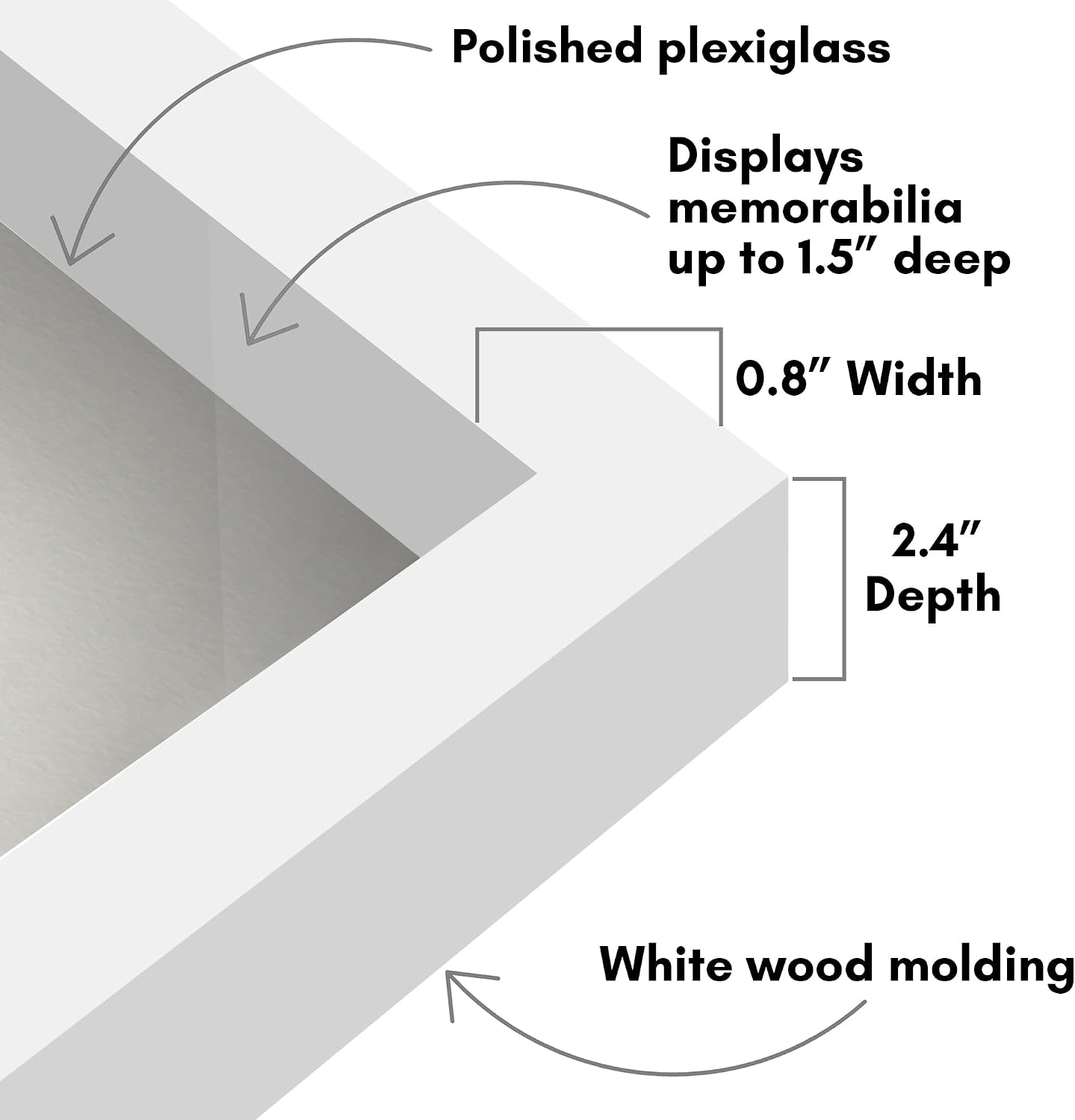 Americanflat 12x16 Shadow Box Frame - Engineered Wood - White | Polished plexiglass front, 1.5 inch interior depth