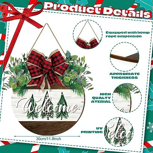 Boao Christmas Door Decorations Wooden Christmas Welcome Sign