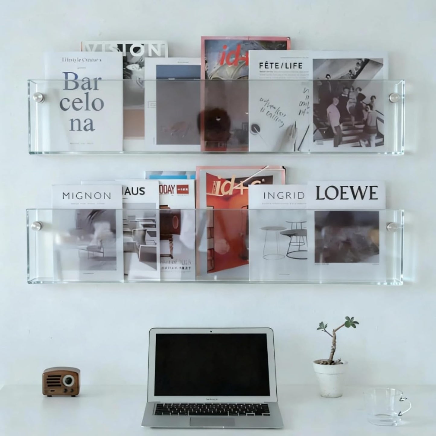 ROYALITA 2-Pack Acrylic Magazine Holder Brochure Holder, Clear 36 Inch | Record Magazine Rack, Fashion Floating