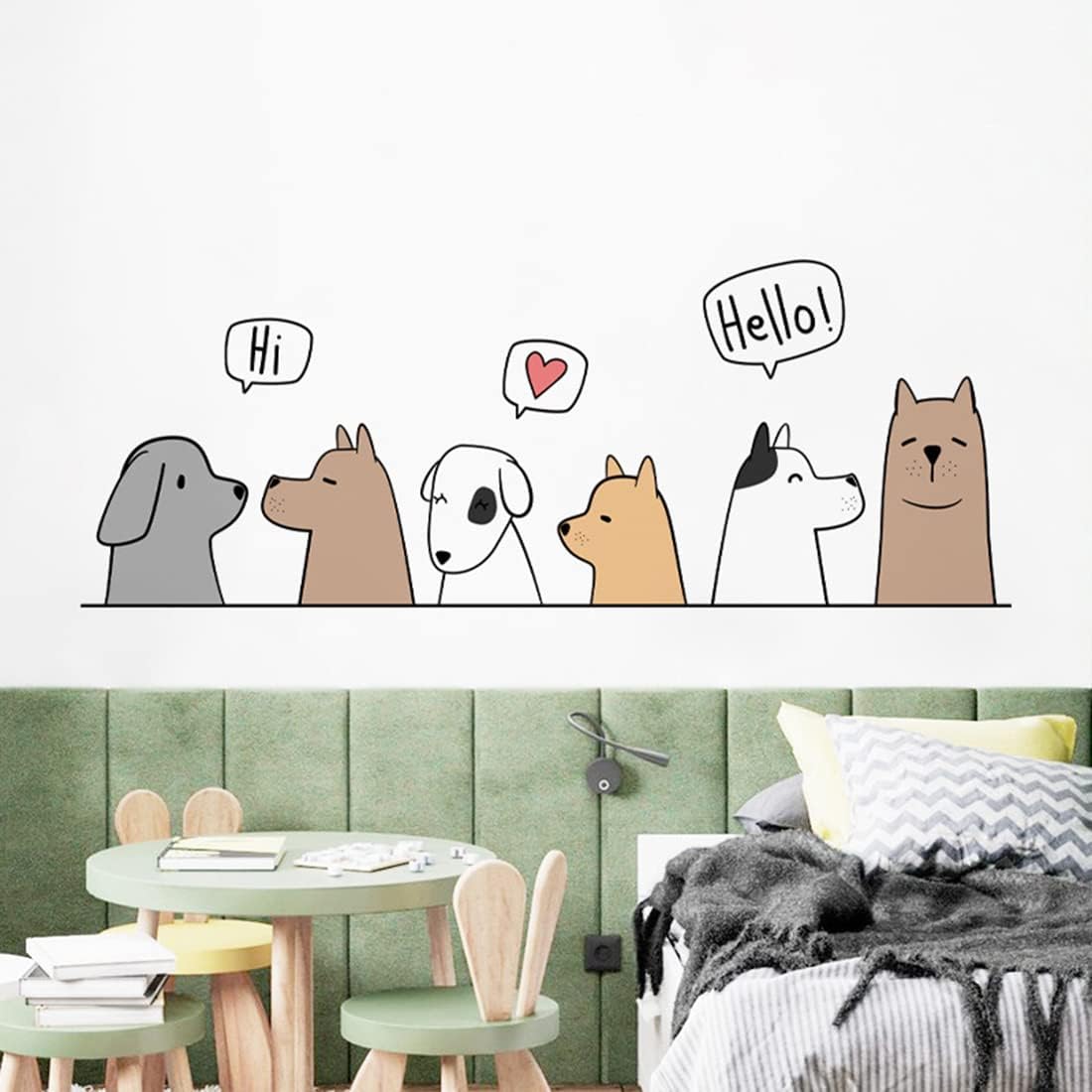 Dogs 'Say Hi' Cartoon Wall Decals / 11.8 Inch