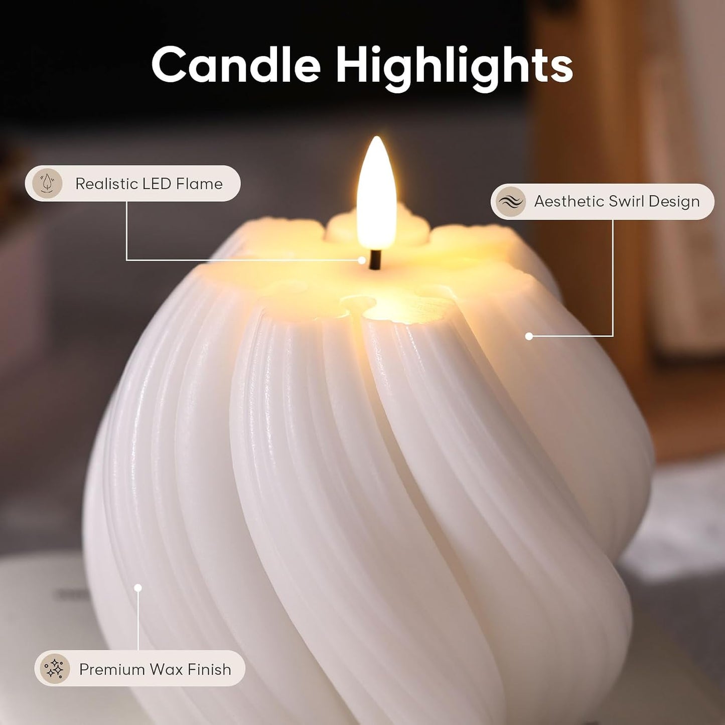 Swirl Flameless Candles / White / Set of 2