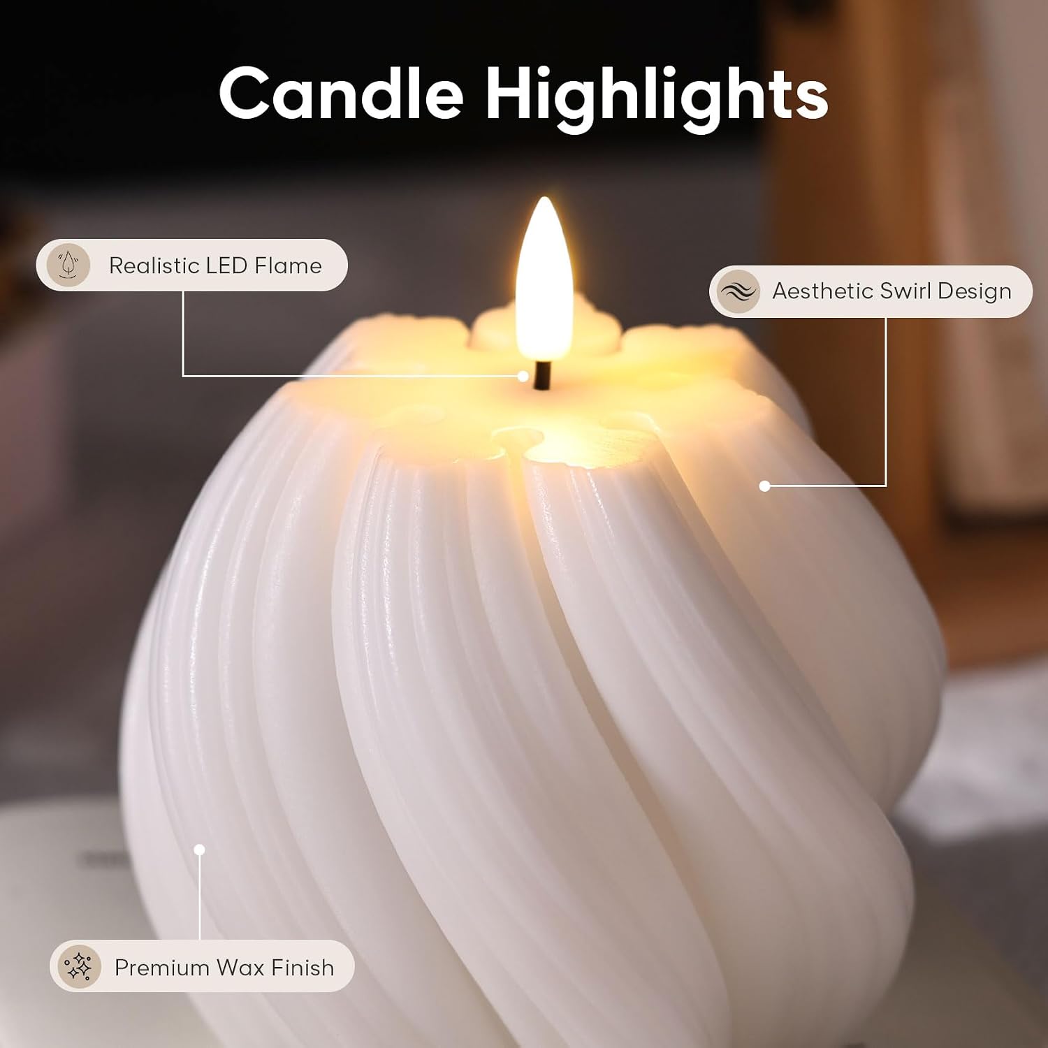 Swirl Flameless Candles / White / Set of 2