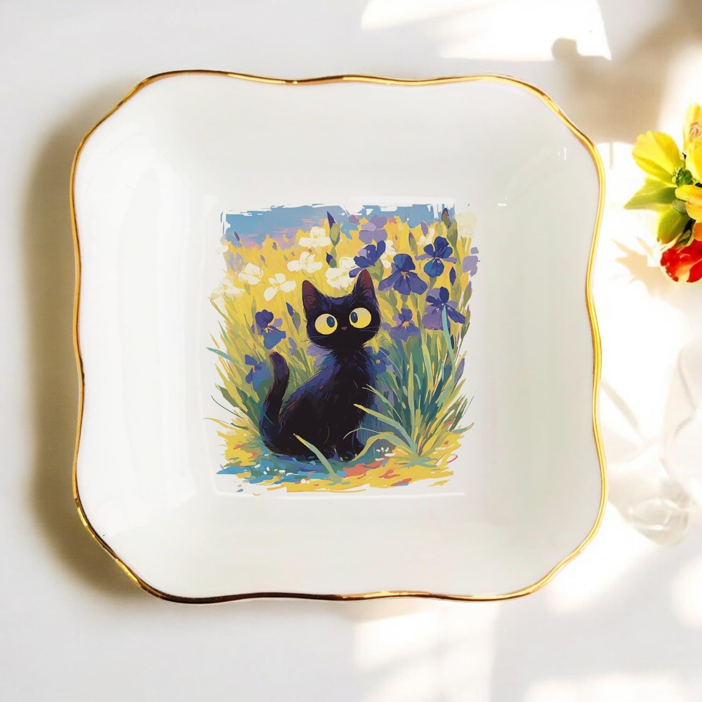 Van Gogh Cat Jewelry Dish/Cat Trinket/Gifts for Cat Lovers/Personalized Gifts Van Gogh / Black Cat