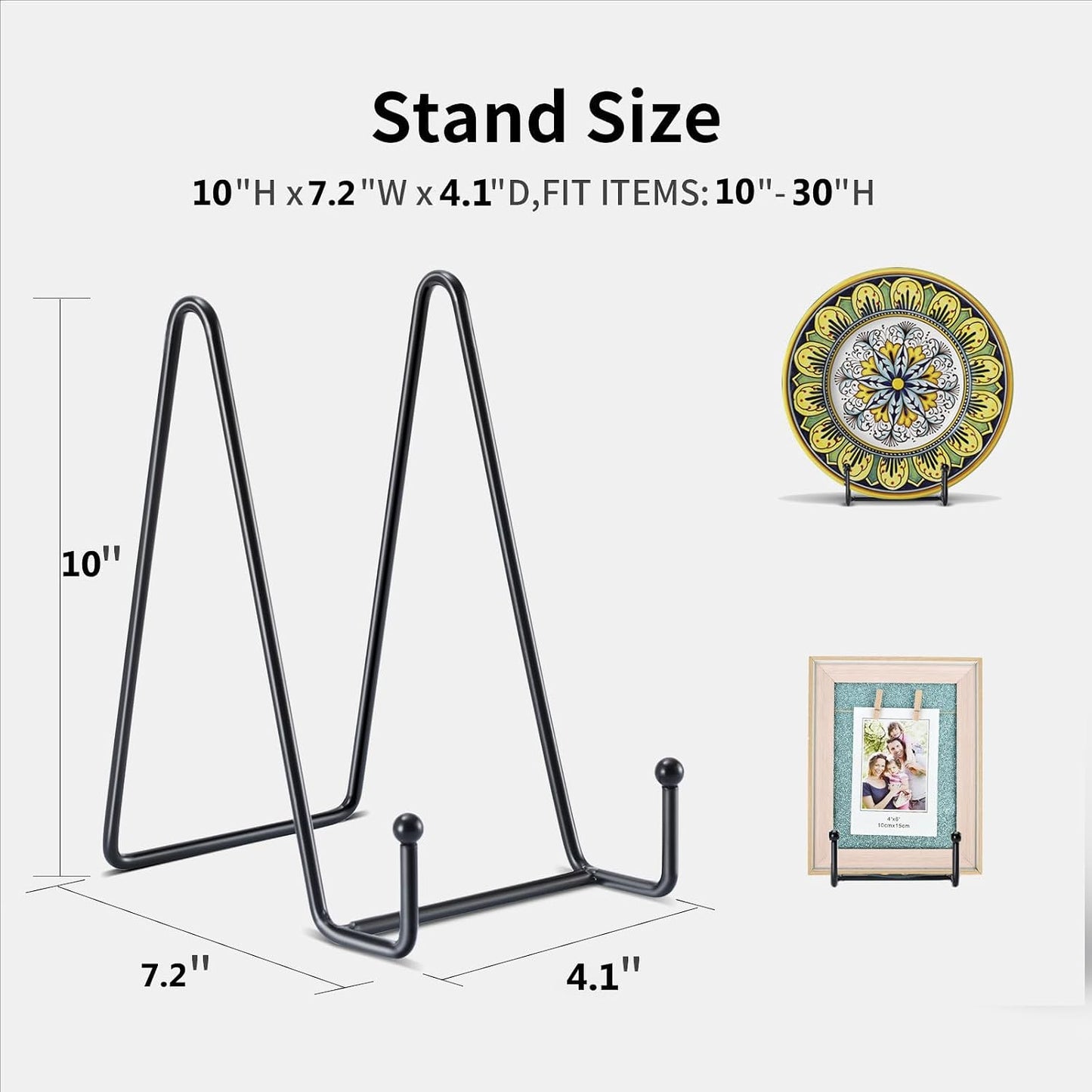 Picture Frame Stand Black Metal Frame / Black-10in / 10 Inch / Set of 3