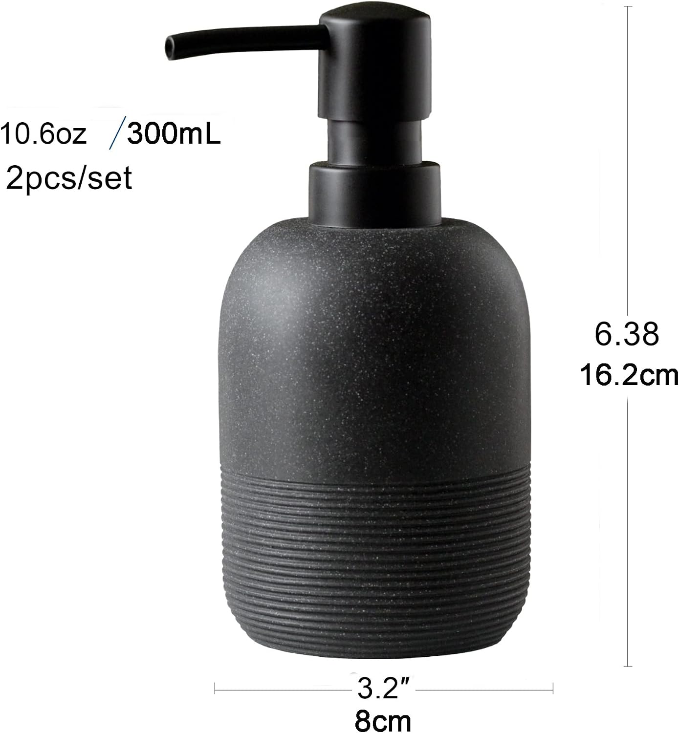 Matte Black Soap Dispenser Sets with Pump,Hand Soap and Lotion Dispenser for Bathroom Countertop,Morden Soap Dispenser