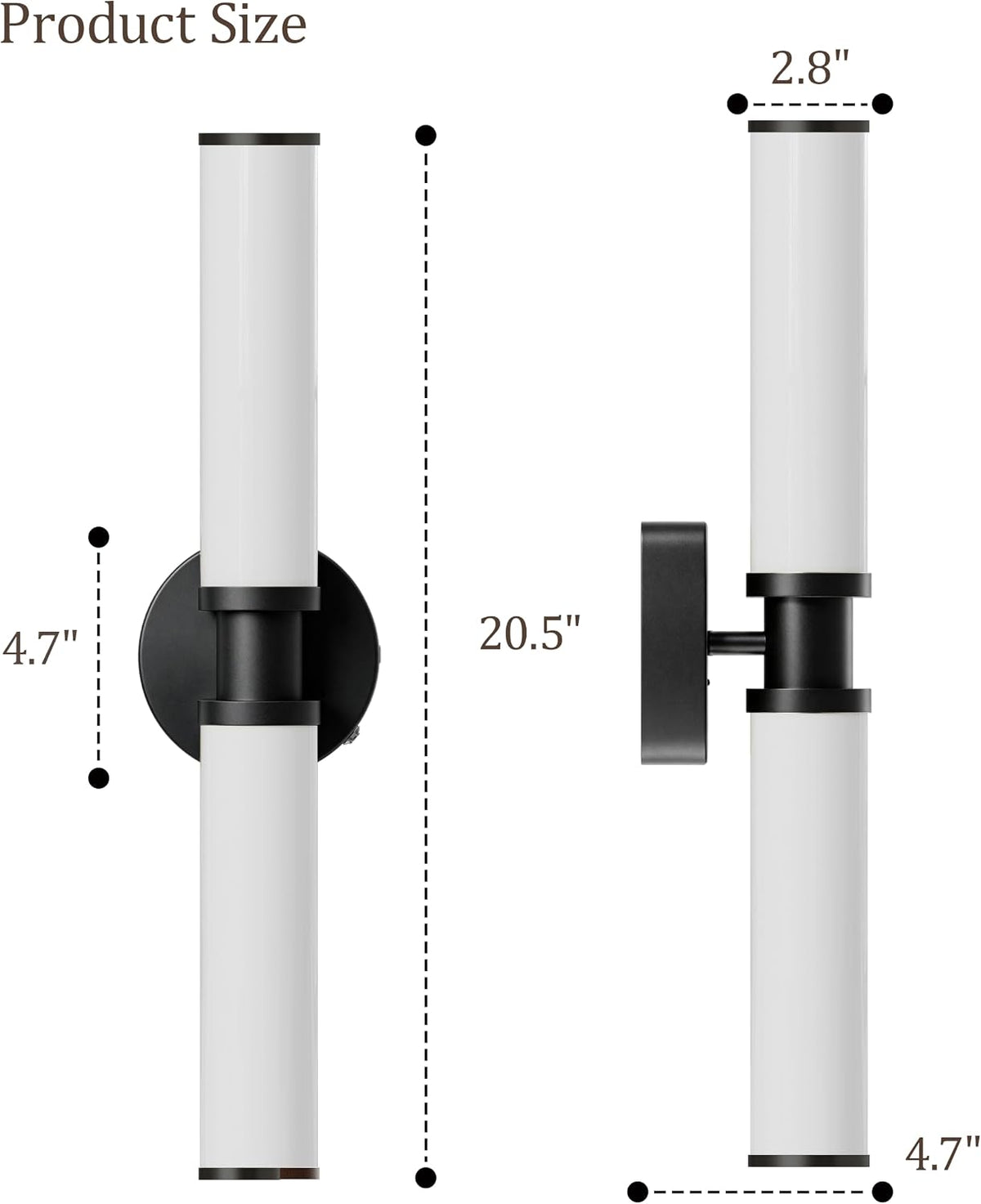 Rayogale Black Rechargeable Battery Operated Wall Sconces with Remote | White Glass Wireless Wall Lights Set of 2 with