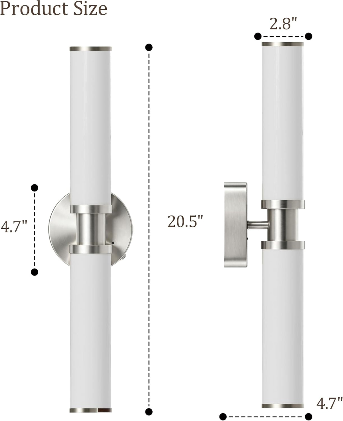Rayogale Nickel Wireless Battery Operated Wall Sconces with Remote | White Glass Rechargeable Wall Lights Set of 2 with