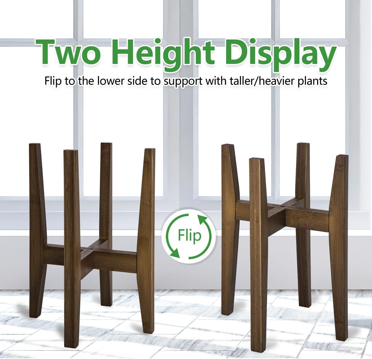 Rnined Plant Stand Indoor, Bamboo Plant Shelf, Adjustable Corner Plants Flower Holders Single Floor Plant Stand, Fits 8