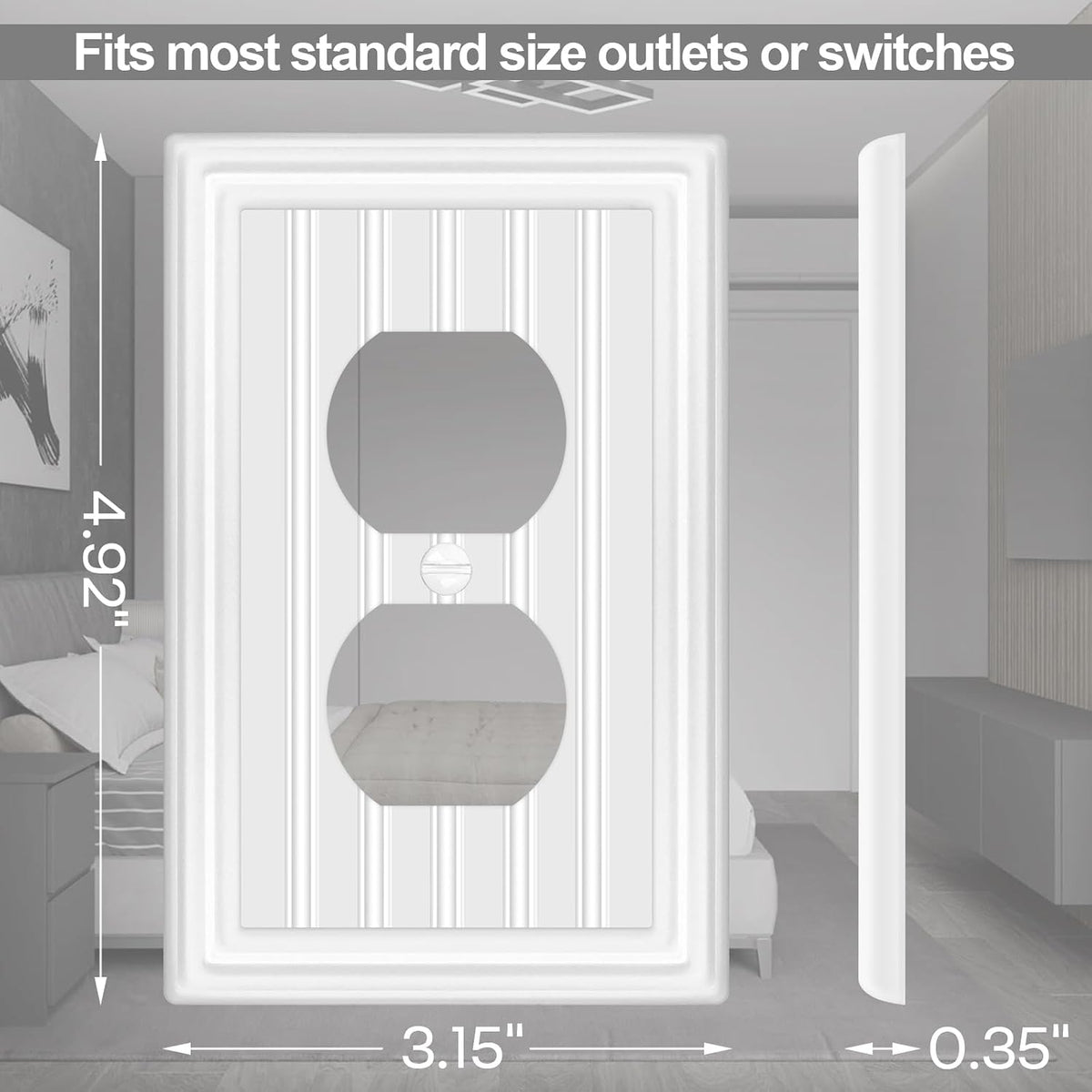 Metal 1 Gang Wall Plate Cover Duplex Outlet Cover Off White 6 Pack | Decorative Switch Plates Outlet Cover, Light