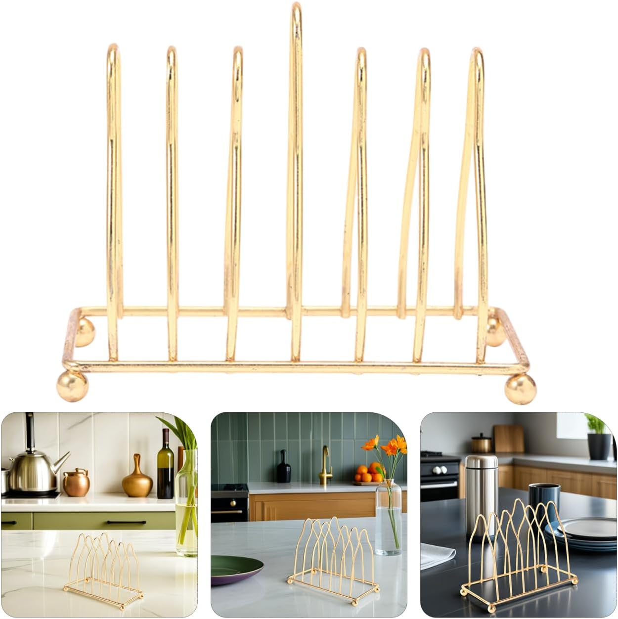 Iron Metal Plate Organizer Elegant Metal Dish Rack / Gold
