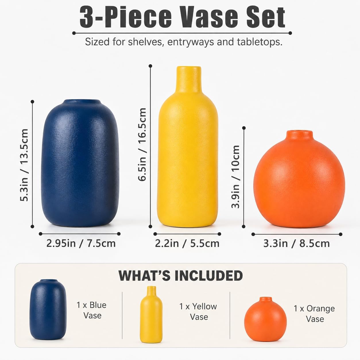 Ceramic Vase / Small Flower Vases for Rustic Home Decor / A / Set of 3