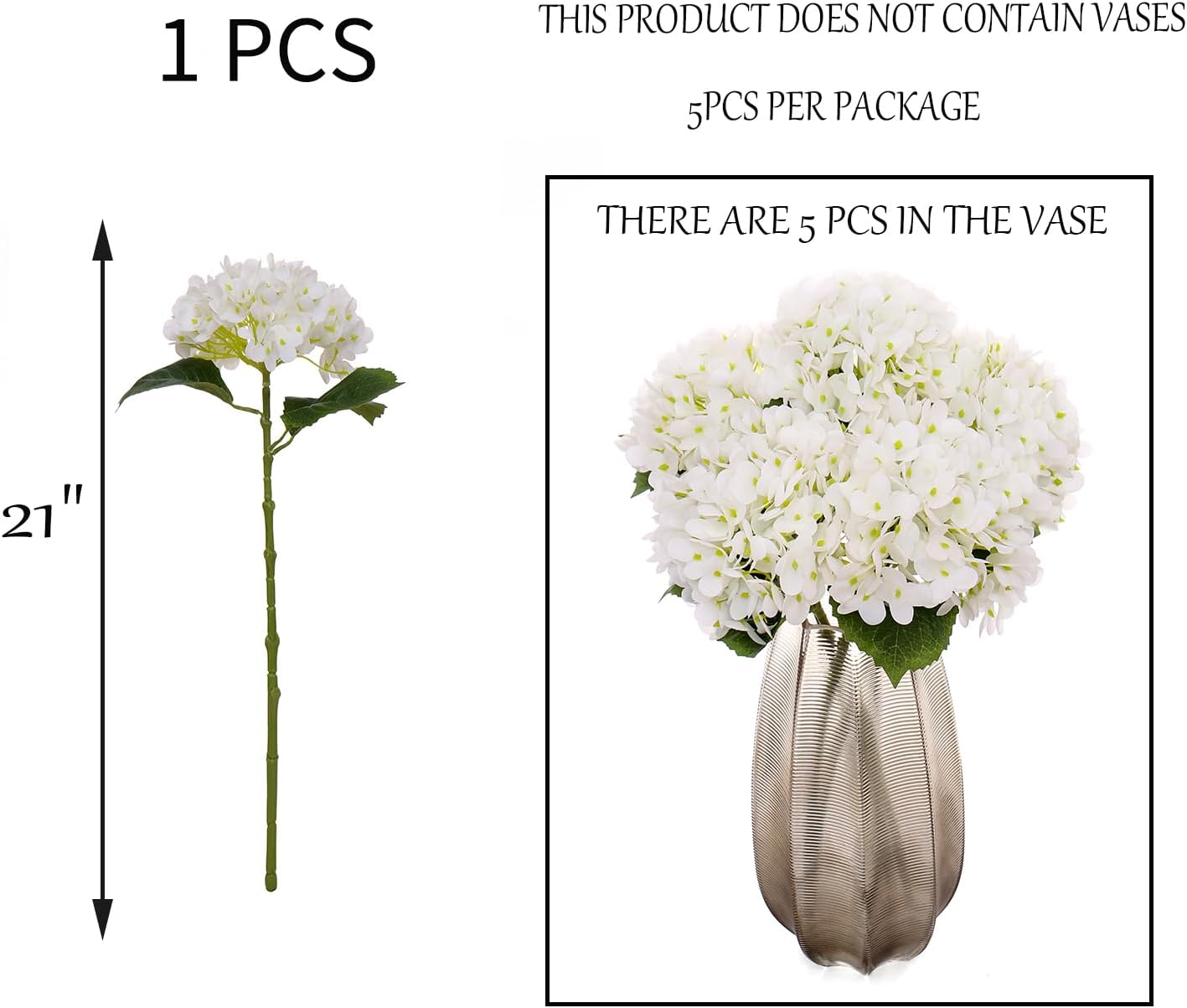 Kimura‘s Cabin Hydrangea Artificial Flowers Real Touch Latex Fake Hydrangeas / White / Set of 5