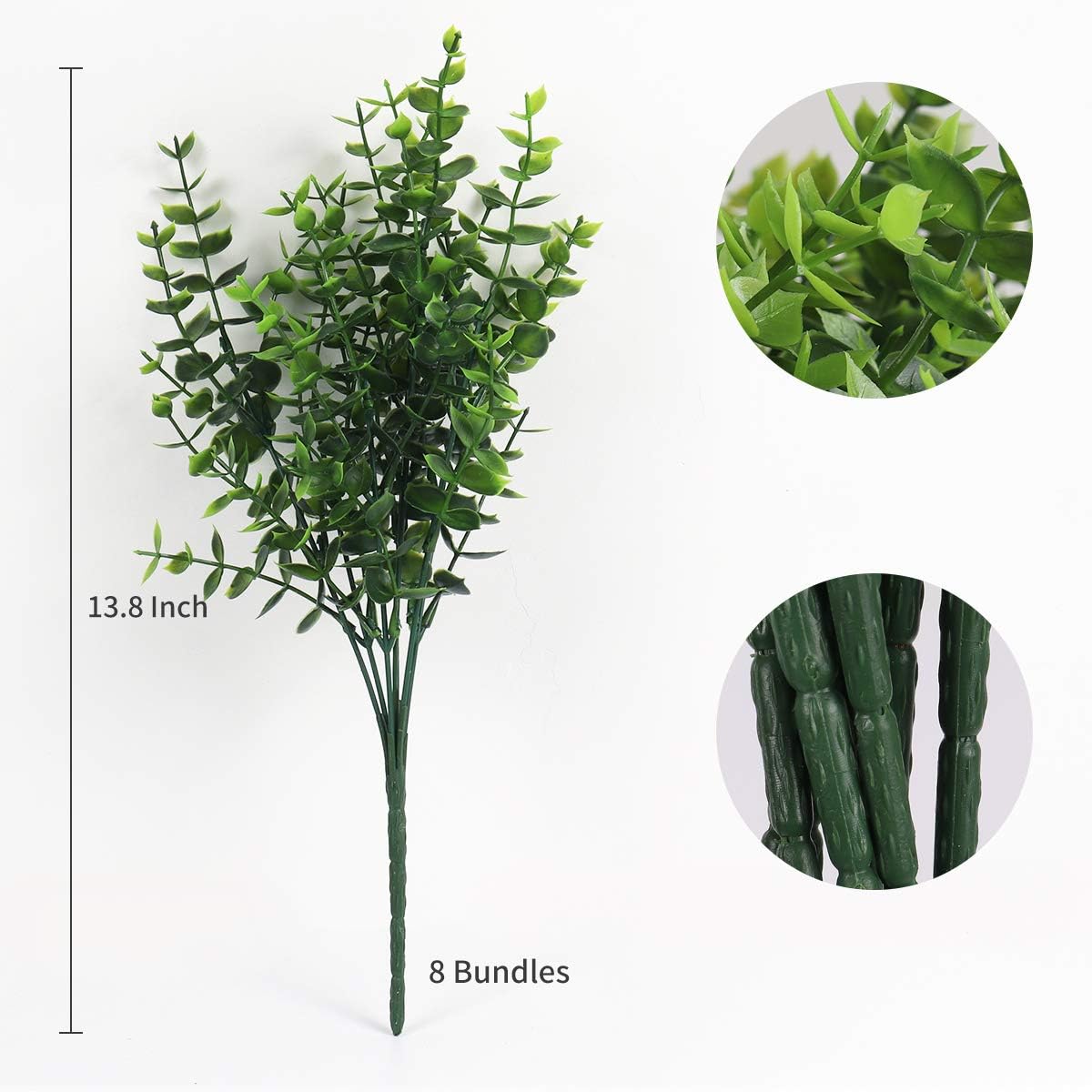 8 Bundles Artificial Artificial Grasses Fake Greenery Boxwood Stems Fake / Eucalyptus / Set of 8