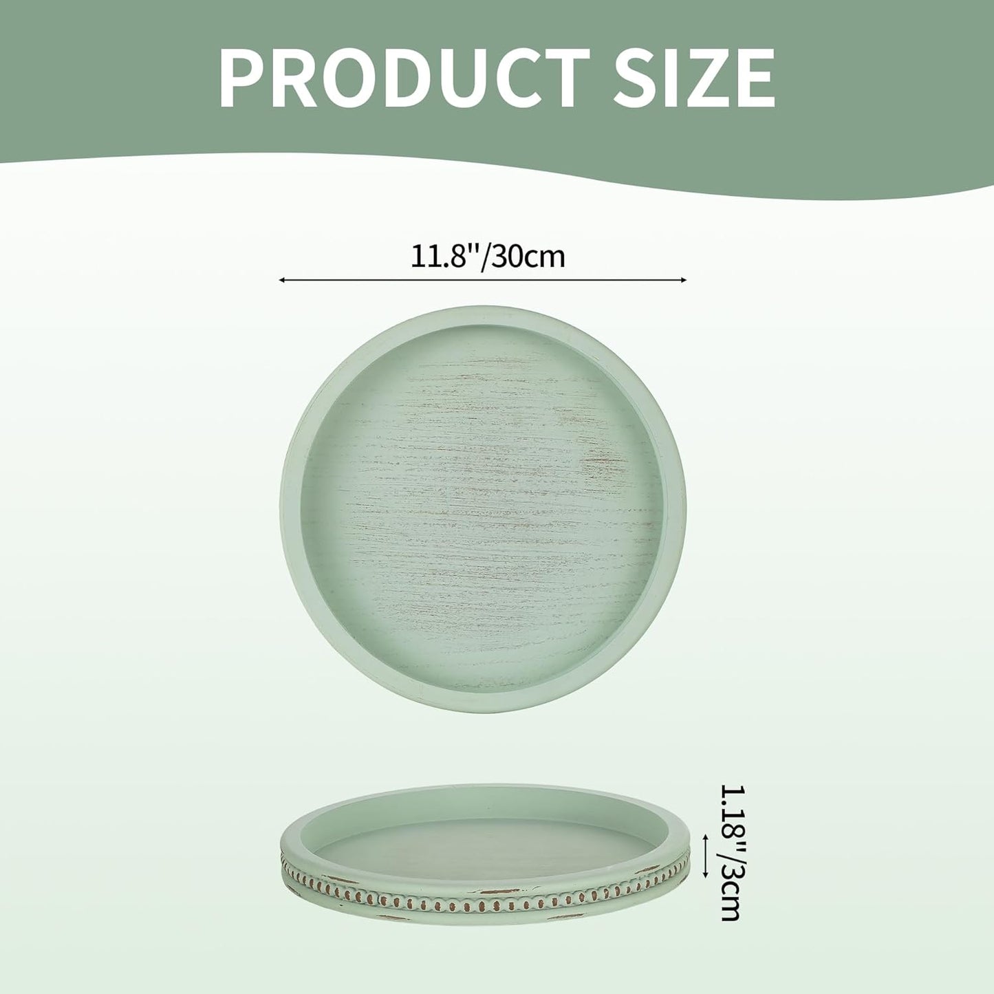 Wooden Candle Plate Holder / 11.8 / Sage Green