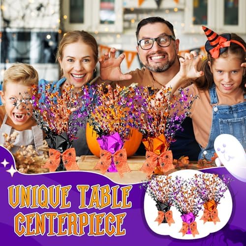 Suncalla 6 Pack Halloween Table Centerpiece Decoration Metallic Black Orange Purple Stars Centerpiece for Party Supplies Table Decoration