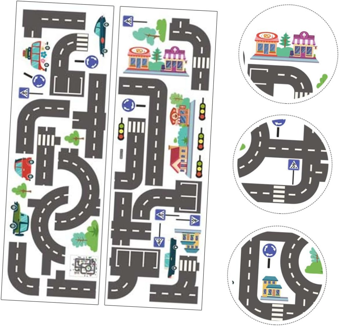 Kids Room Wall Stickers Traffic Light and Car Track Decals Peel and Stick Vinyl Wall Decor