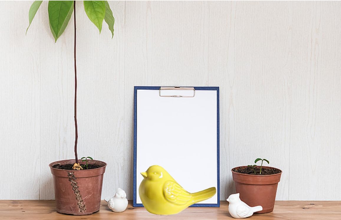 Ceramic Birds Statues Home Decor Modern Style Decorative Ornaments Animal Figurines / Yellow