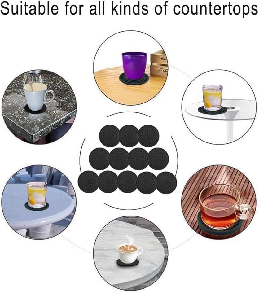 Silicone Drink Coasters / Black / Set of 12