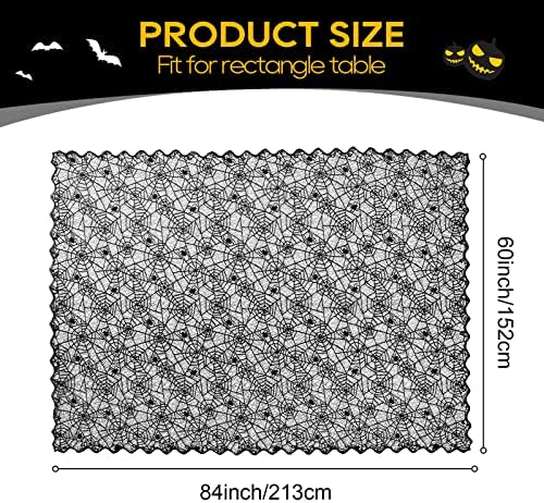 eZAKKA Black Lace Spider Web Halloween Tablecloth Rectangle 60x84 Inch