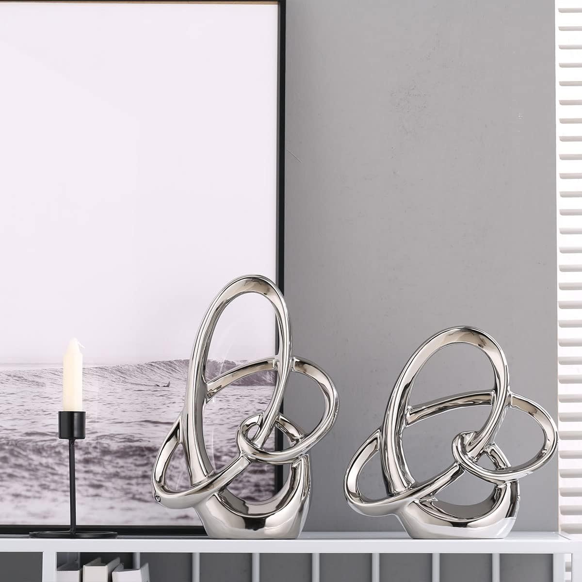 Modern Decor Ceramic Statue / Silver / Large