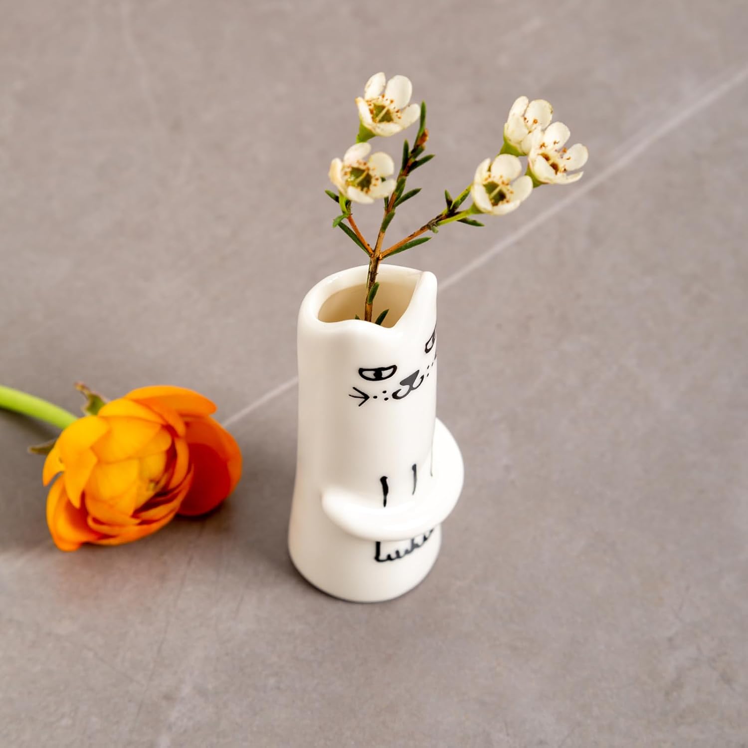 Cat Flower Vase Bud Ceramic Mini Handmade Tiny Vases / Cat Vase / Set of 3