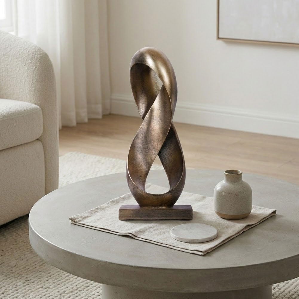 Modern Resin Infinity Loop Statue / Antique Bronze