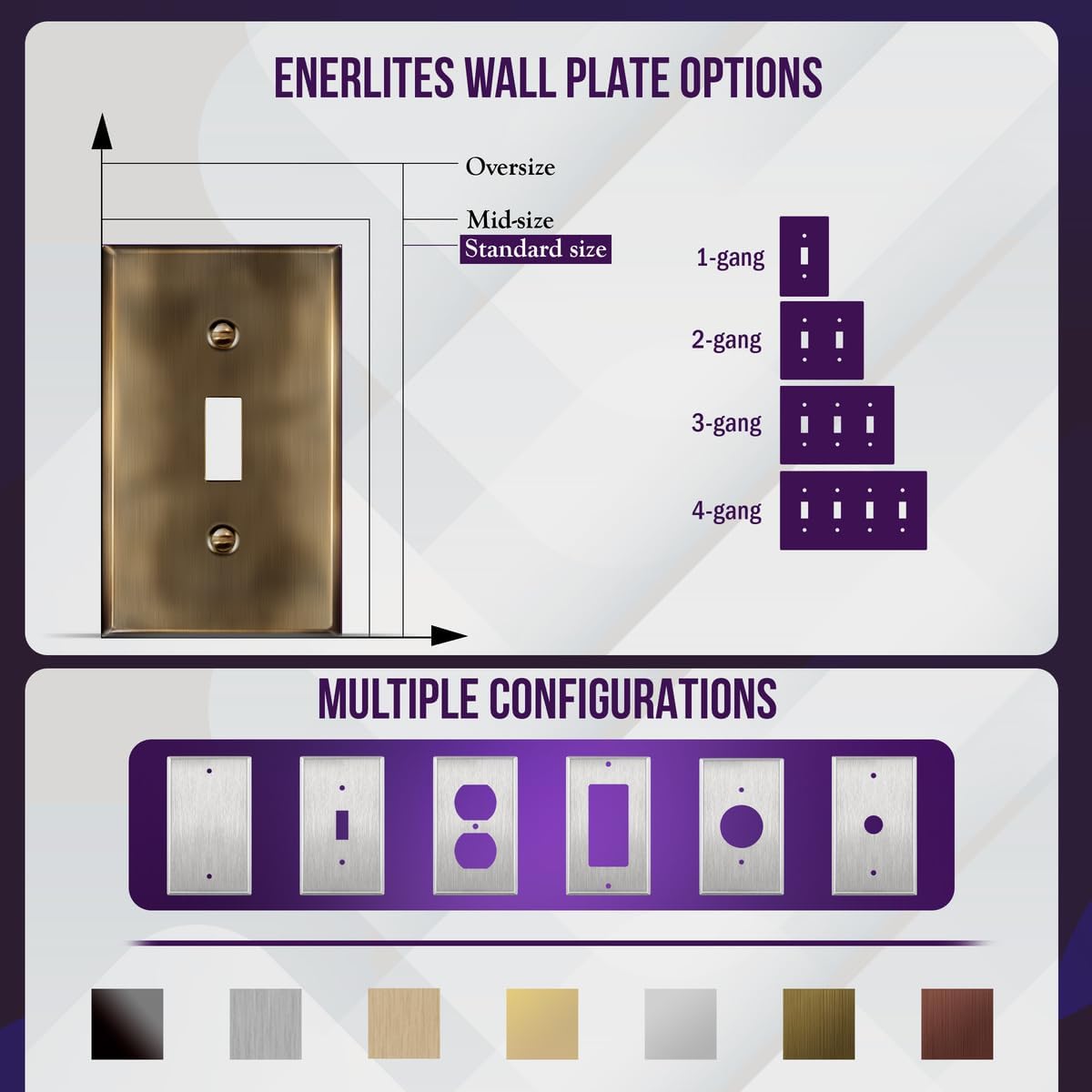 ENERLITES Toggle Light Switch Metal Wall Plate, Stainless Steel Switch Cover, Corrosion Resistant, Standard Size 1-Gang