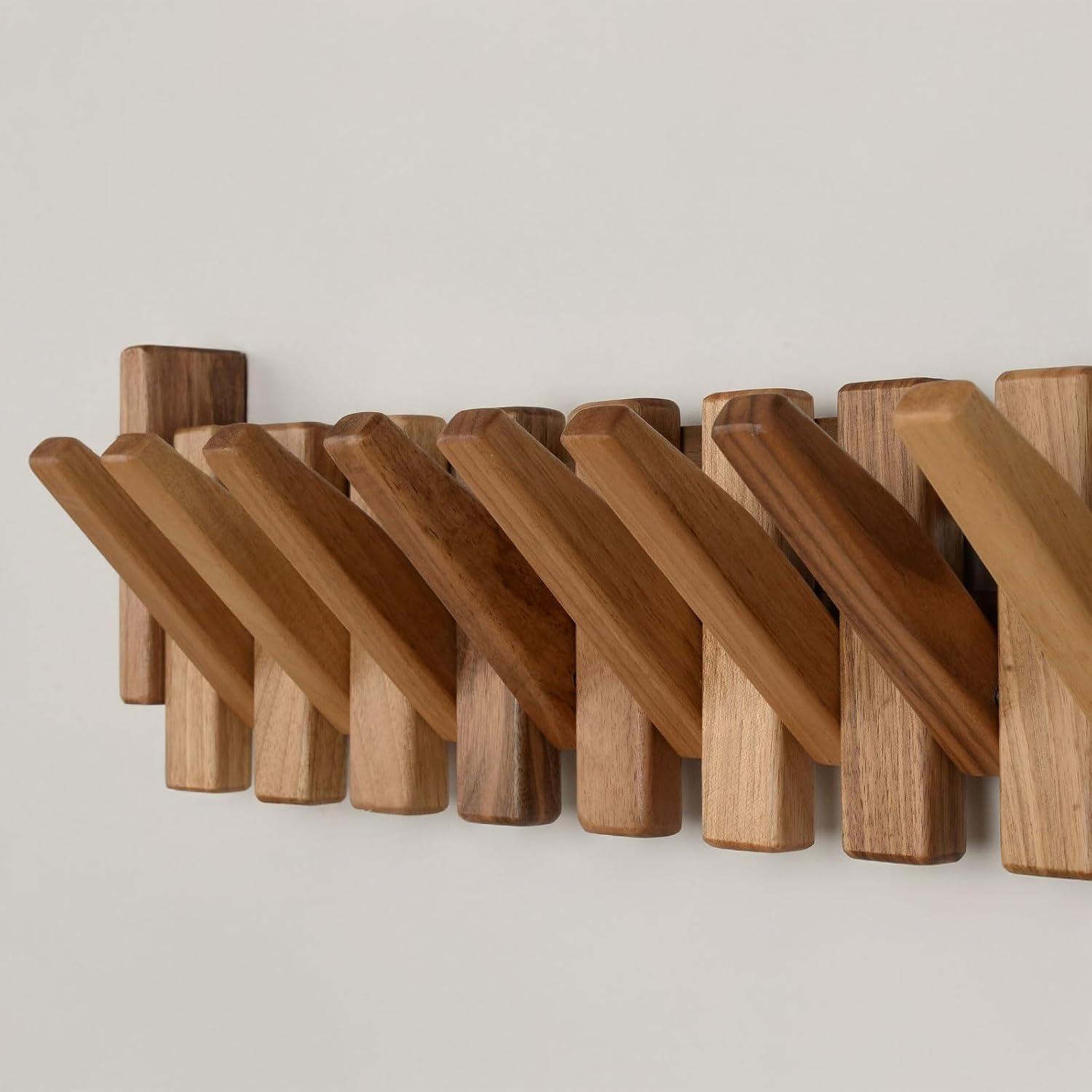Solid Walnut Piano Key Coat Rack / Walnut-regular-natural / 10 Hooks