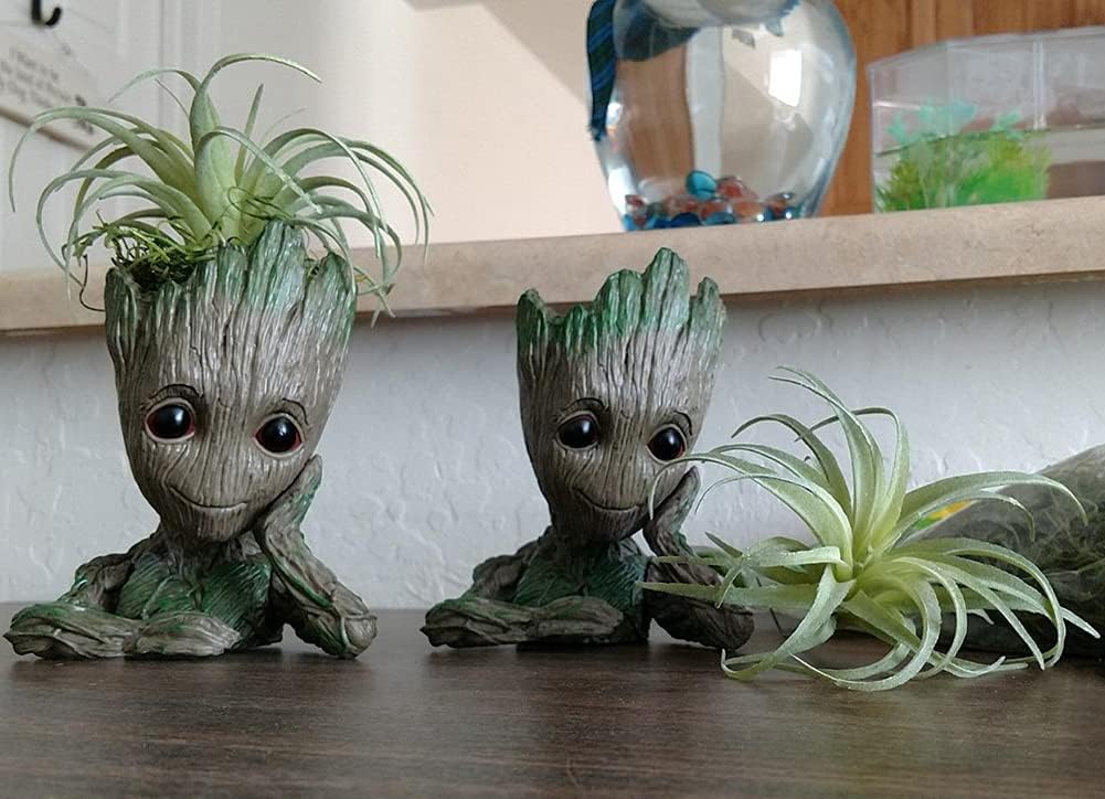 Artificial Air Plants Faux Succulents Plants Unpotted Small Tillandsia Look Real in Flocked / Green