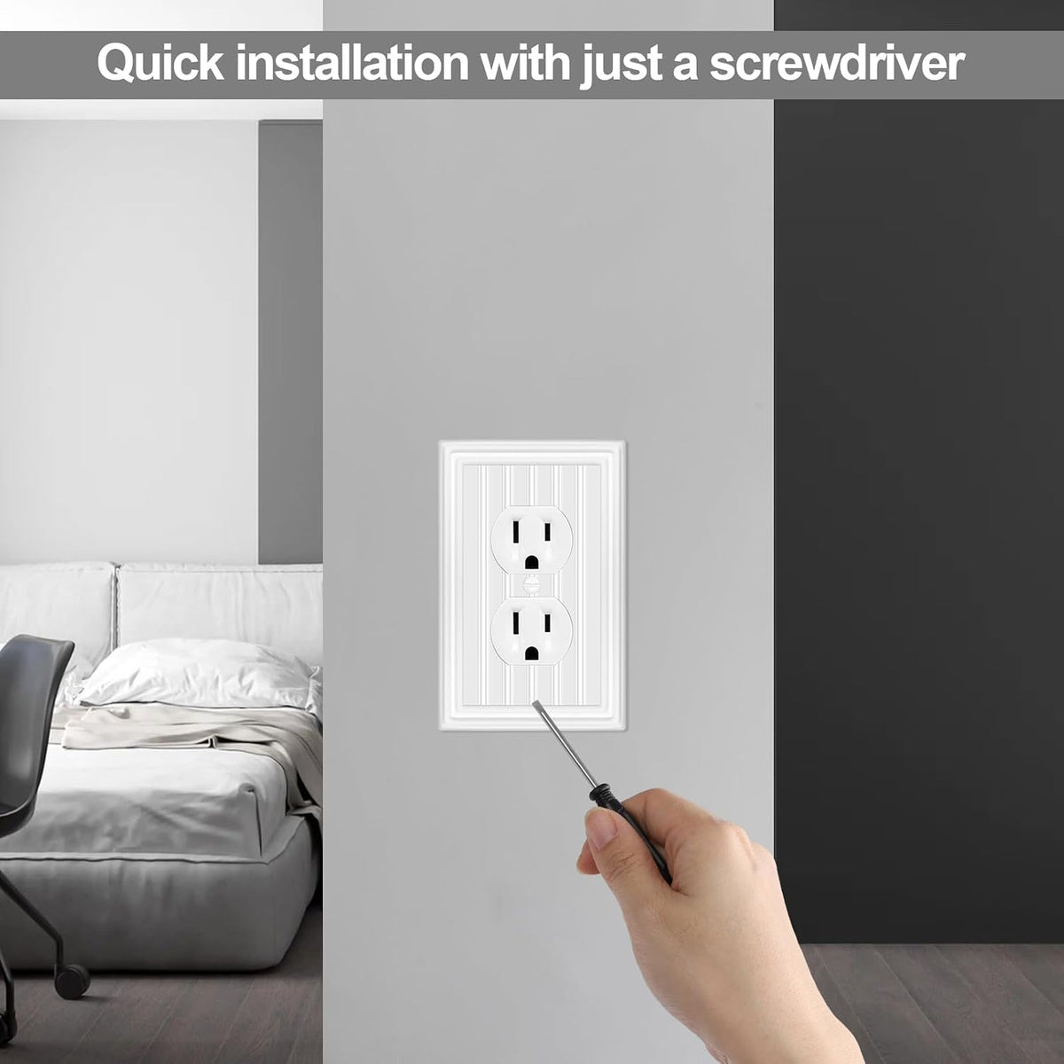 Metal 1 Gang Wall Plate Cover Duplex Outlet Cover Off White 6 Pack | Decorative Switch Plates Outlet Cover, Light