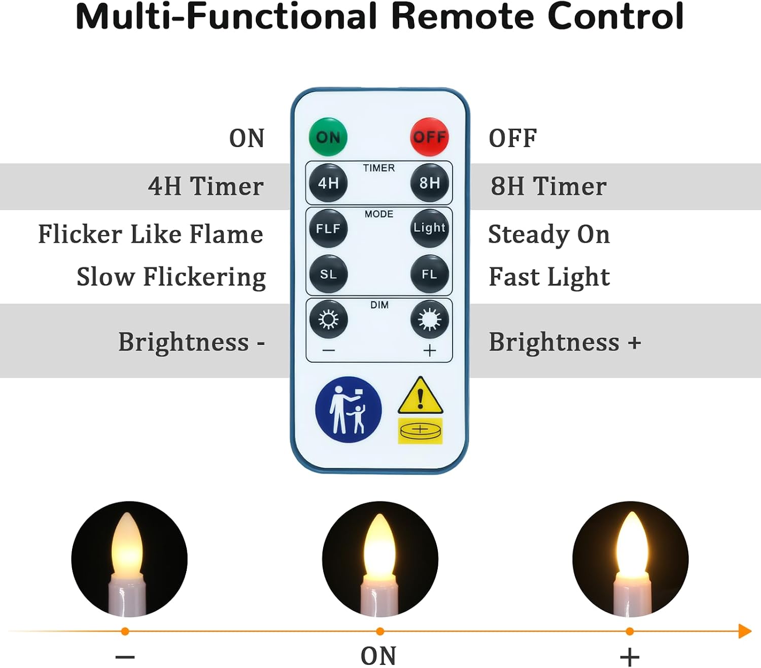 PChero LED Taper Candles with Remote Timers, 6 Pack | Flameless, Battery Operated, Flickering, Candlestick Holders