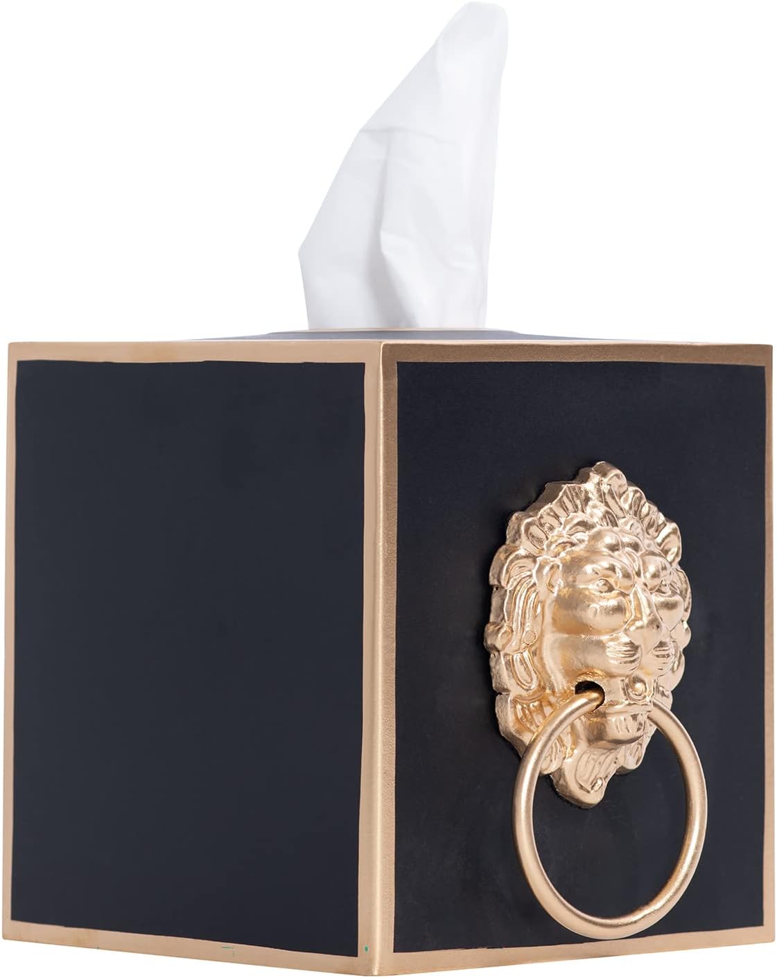 Cube Tissue Box Holder / Black Lion / Paws & Claws
