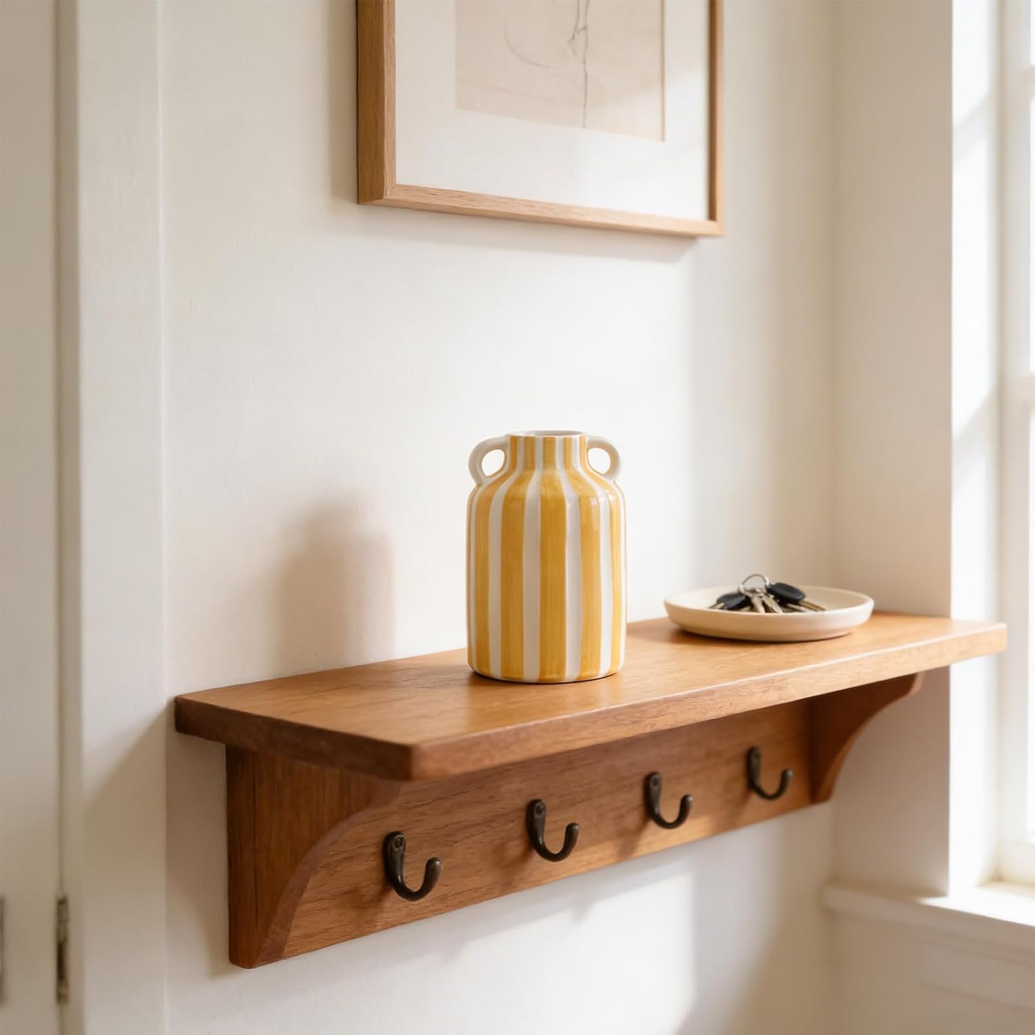 Ceramic Striped Checkered Vase / Yellow White