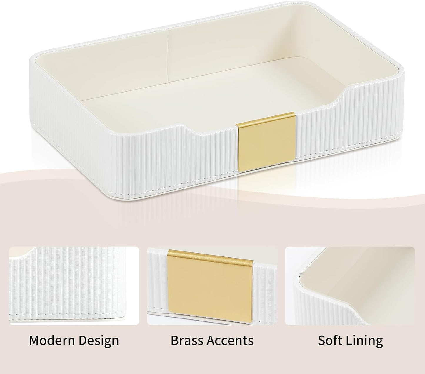 Valet Tray Desktop Storage Organizer / White