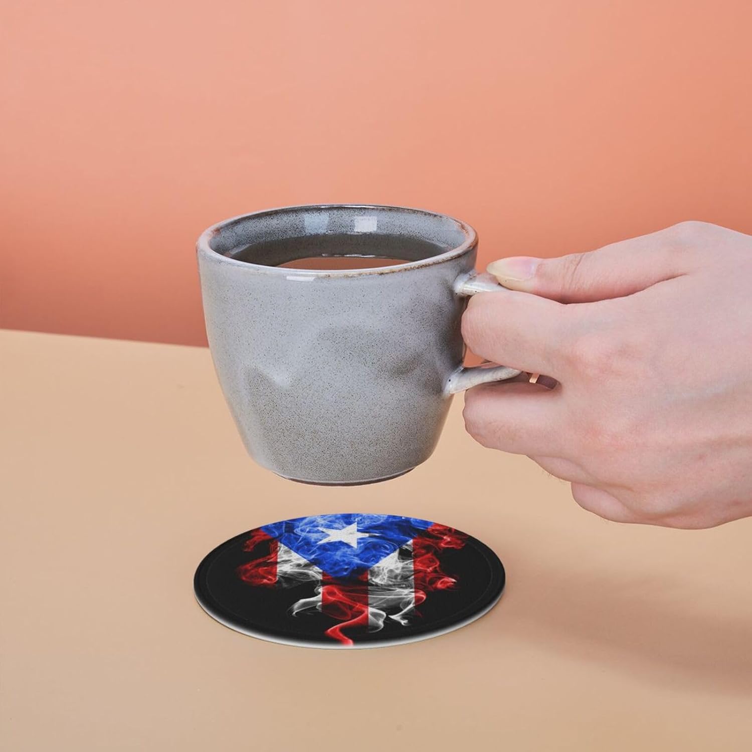 Holder / Coaster for Drinks / Puerto Rico Flag / Set of 6