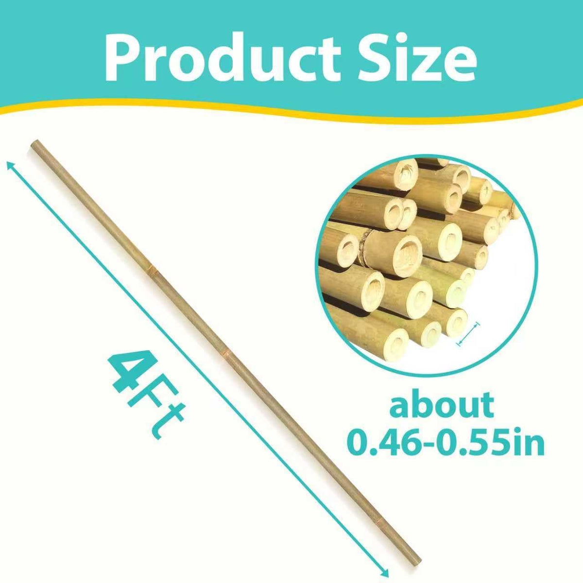 Bamboo Stakes 4FT, 25pcs Plant Stakes, Garden Stakes Specifically Designed for Climbing Plants, Ideal for Tomatoes