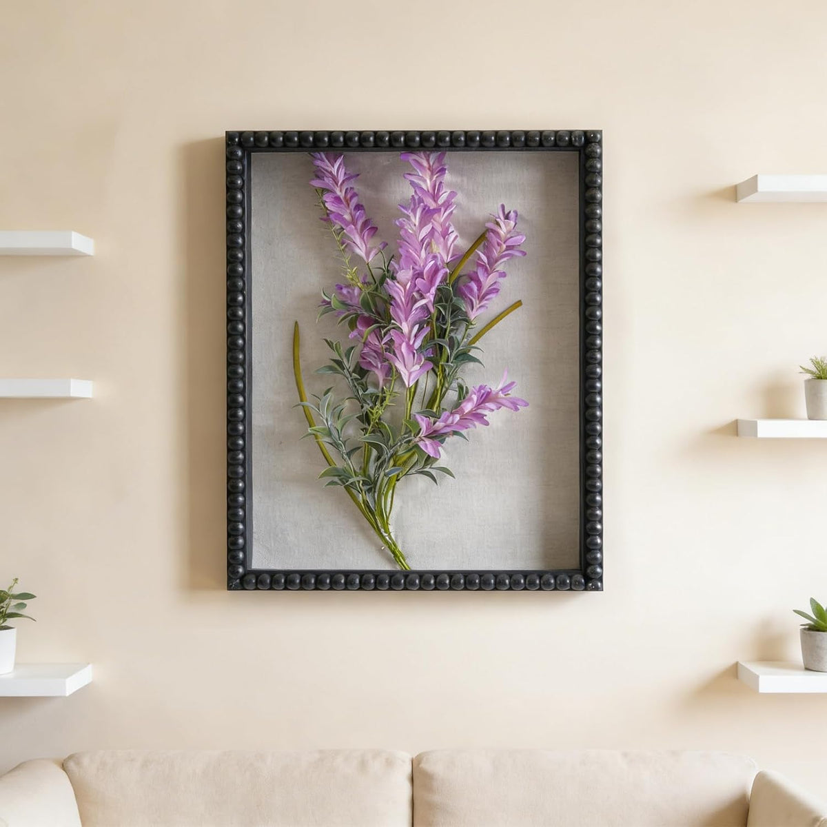 Muzilife 16x20 Shadow Box Pine Wood with Unique Bead Door, 3.18 Deep, Black | FSC- Solid Pine | Tempered Glass