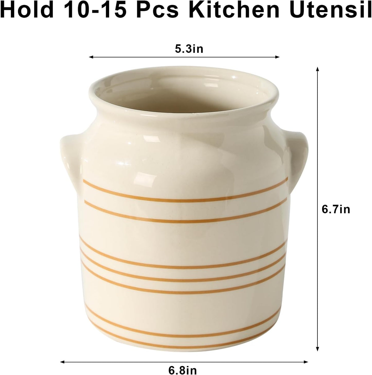 Ceramic Farmhouse Kitchen Utensil Holder for Countertop, Rustic Cooking Utensil Holder Crock Fit for Kitchen Counter.