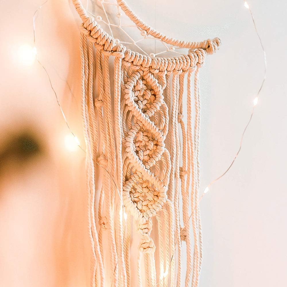 Boho Macrame Woven Wall Hanging / Cream White / Without Light